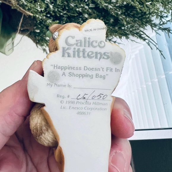 🐱Vtg Calico Kittens Enesco 1998 Happiness Doesn't Fit In A Shopping Bag 488631 - Picture 5 of 13